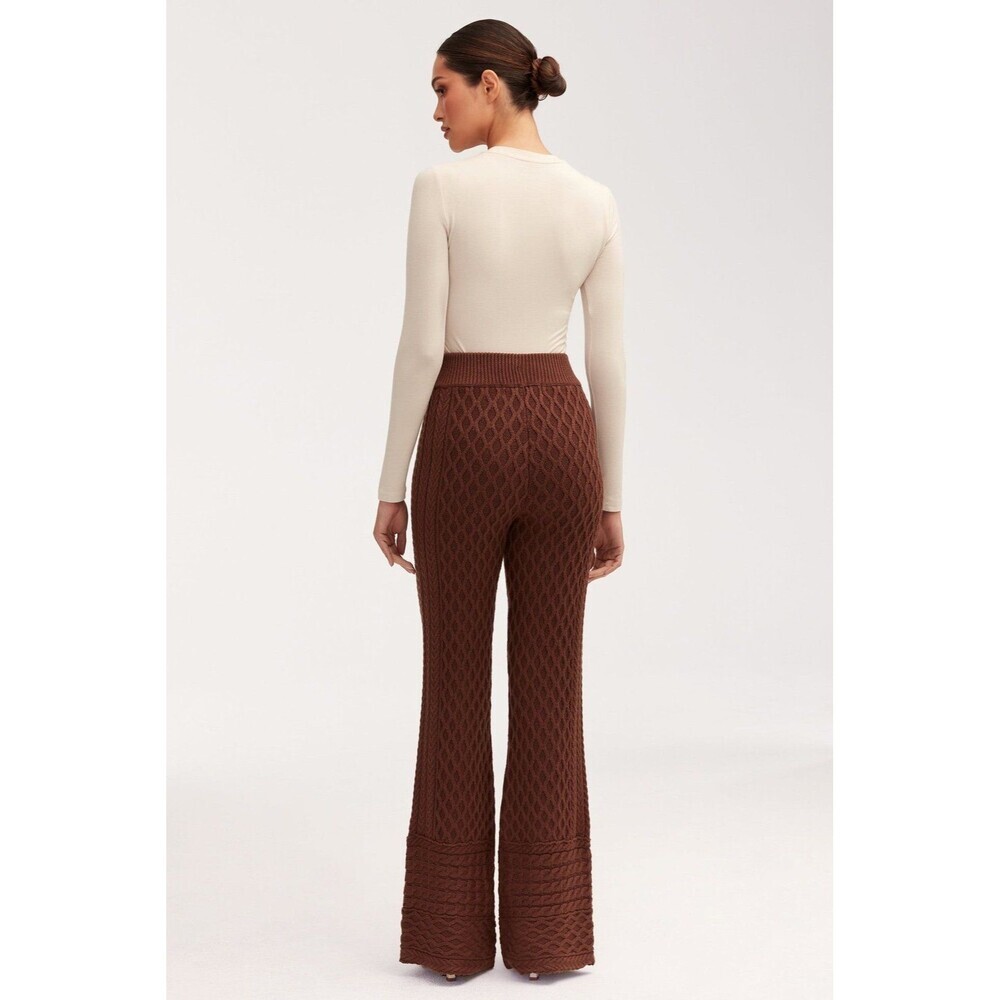 Veiled Vanessa Diamond Knit Wide Leg Pants - Dark Brown small